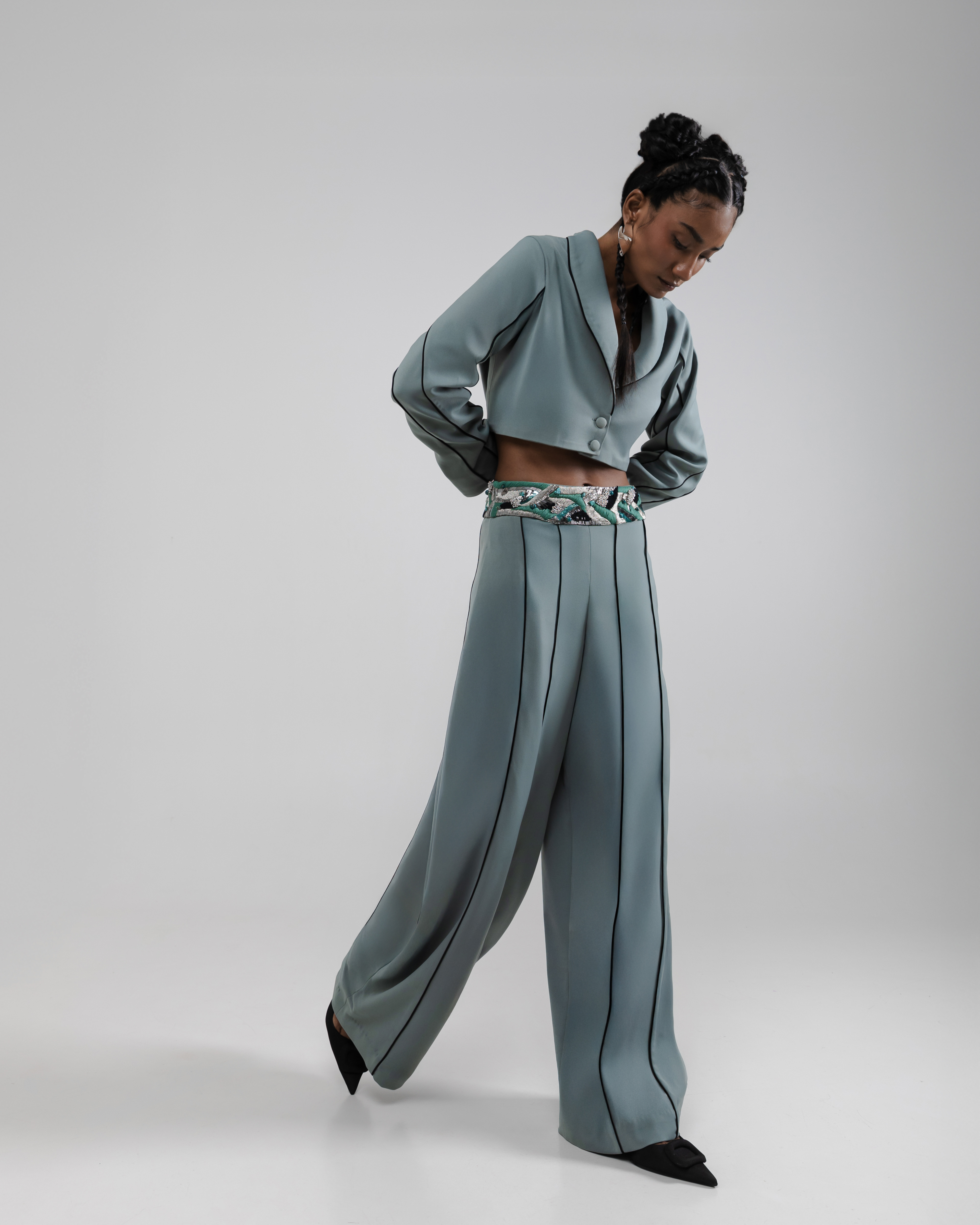 TARA Crop Blazer & Pant Set